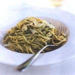 Spaghetti with Olive and Mint Pesto