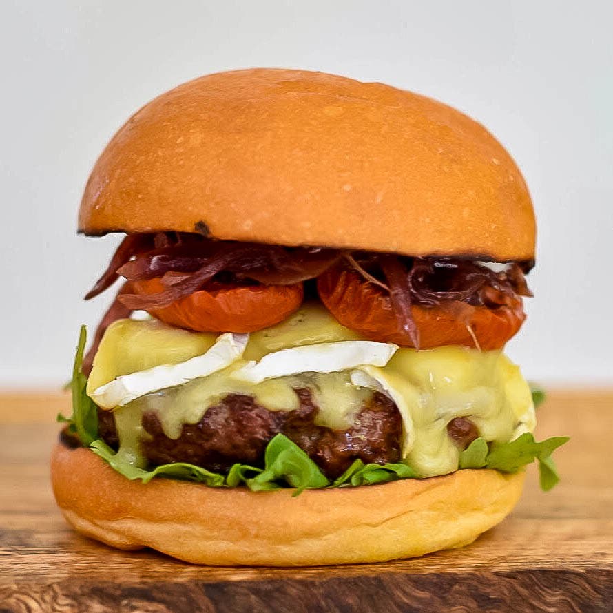 Beef Burger, Brie, Slow Roasted Tomatoes & Onion Marmalade