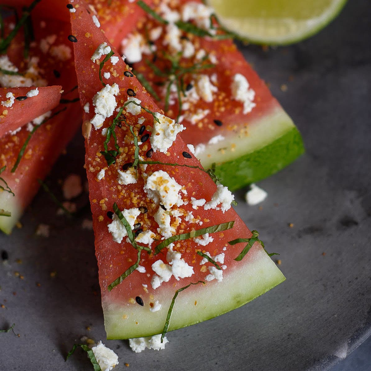 Watermelon, Togaroshi, Feta & Mint